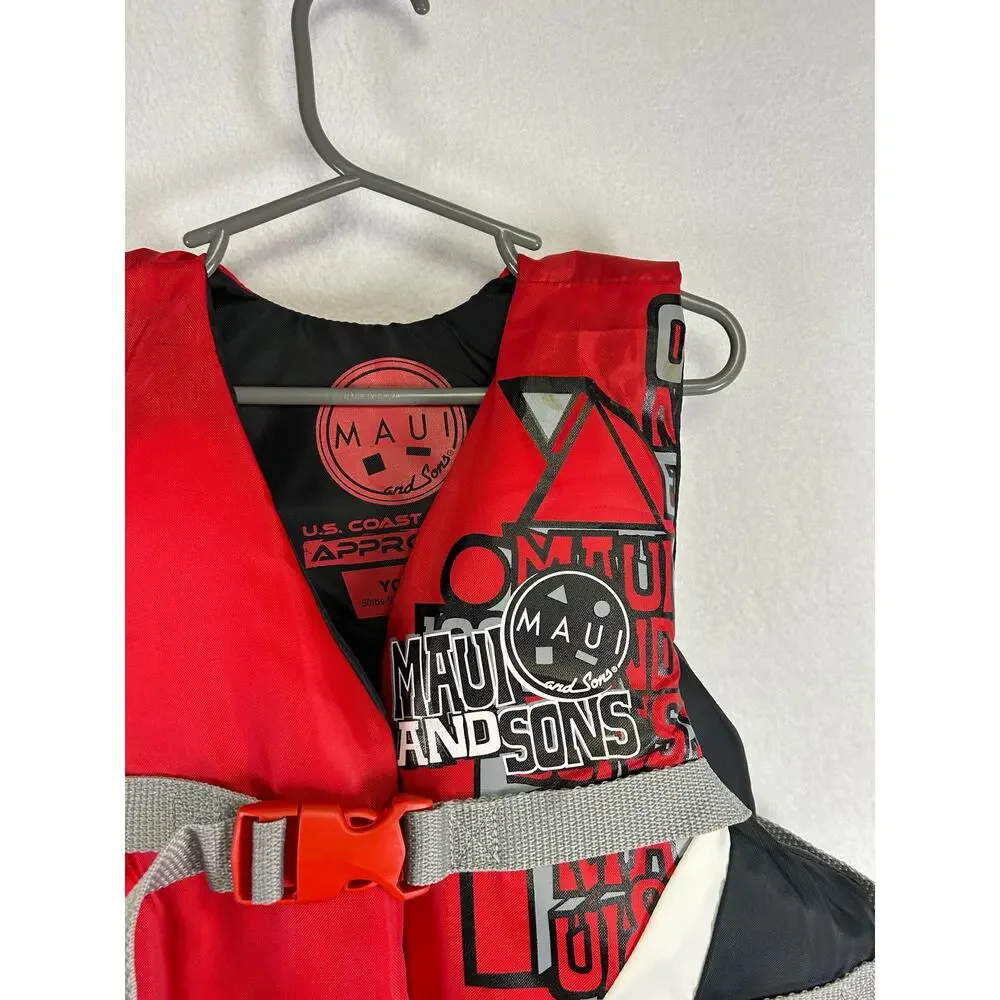 Maui and Sons Youth lifejacket red black Coast Guard approved 50–90‎ lb￼